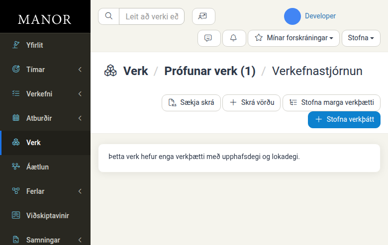 Úthlutunaryfirlit verkþátta