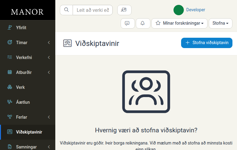 Viðskiptavinasíðan
