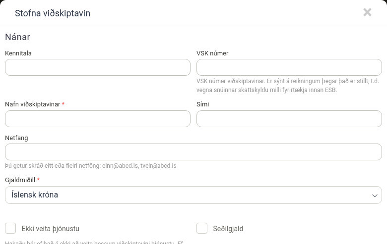 Reikningsupplýsingar
