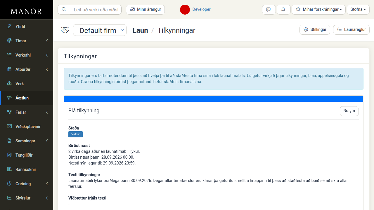 Tilkynningar vegna launa