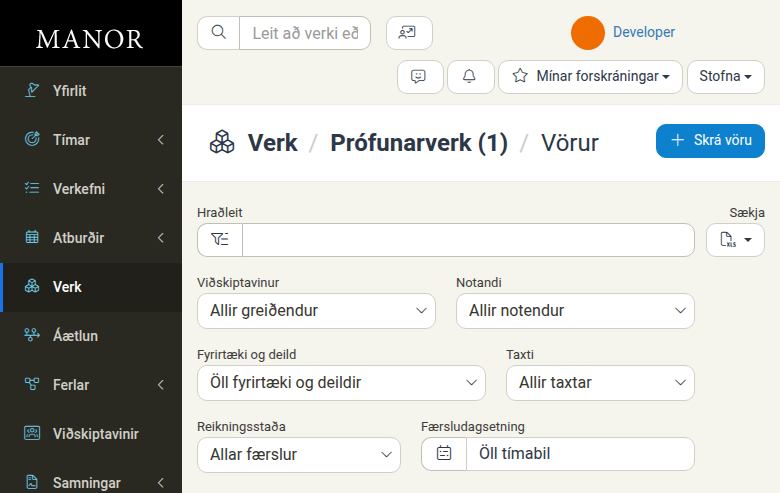Vörulisti verks