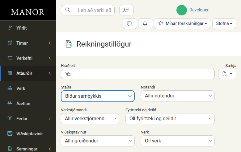 Listi yfir reikningstillögur