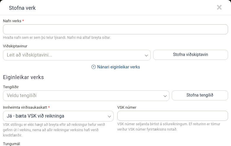 Hlutinn nánari eiginleikar verks